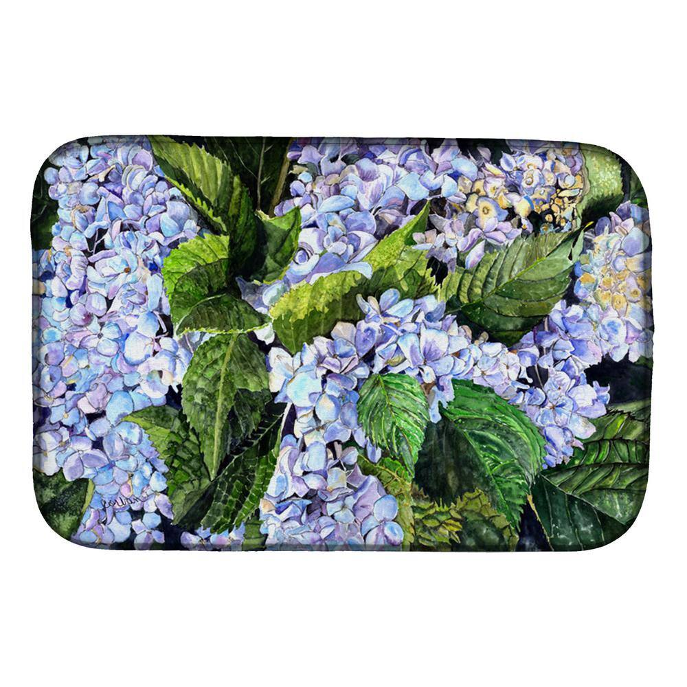 Caroline's Treasures 14 in. x 21 in. Multicolor Hydrangea Dish Drying Mat