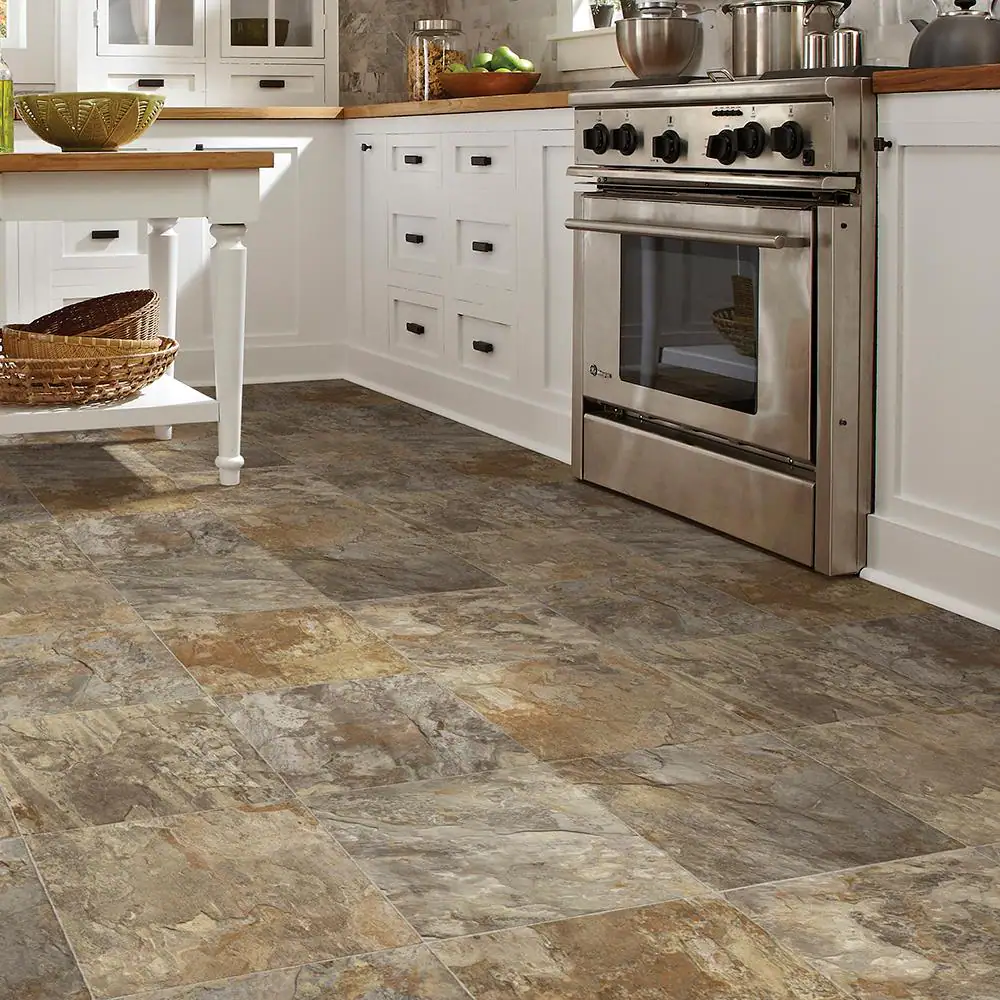 Mohawk Fowler Tile Stone Residential Vinyl Sheet Flooring 13.2ft. Wide x Cut to Length