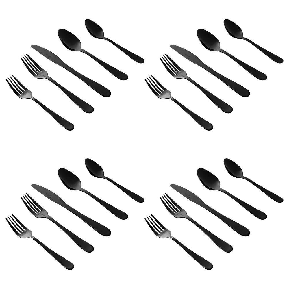 GIBSON HOME Stravidia 20-Piece Flatware Set in Black Stainless Steel
