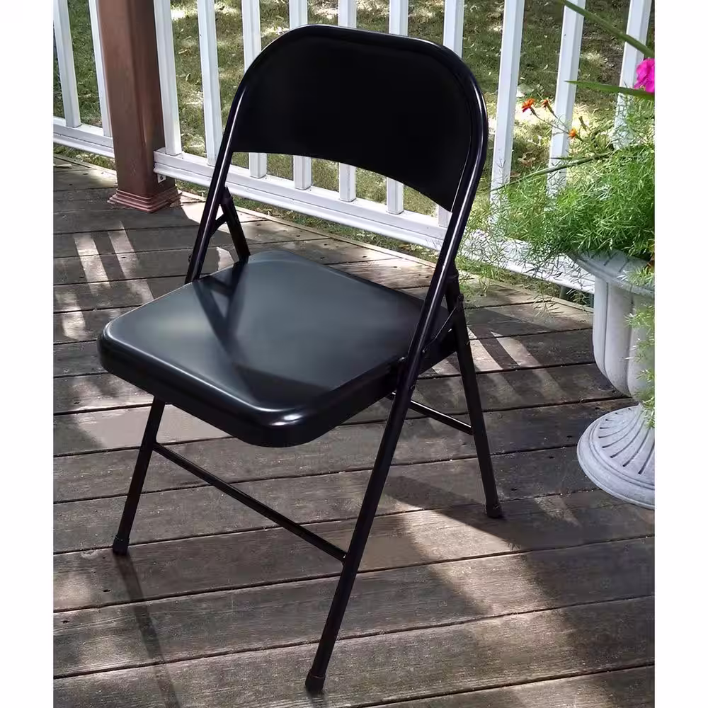 Plastic Development Group Commercial Party Heavy Duty Steel Metal Folding Chair, Black