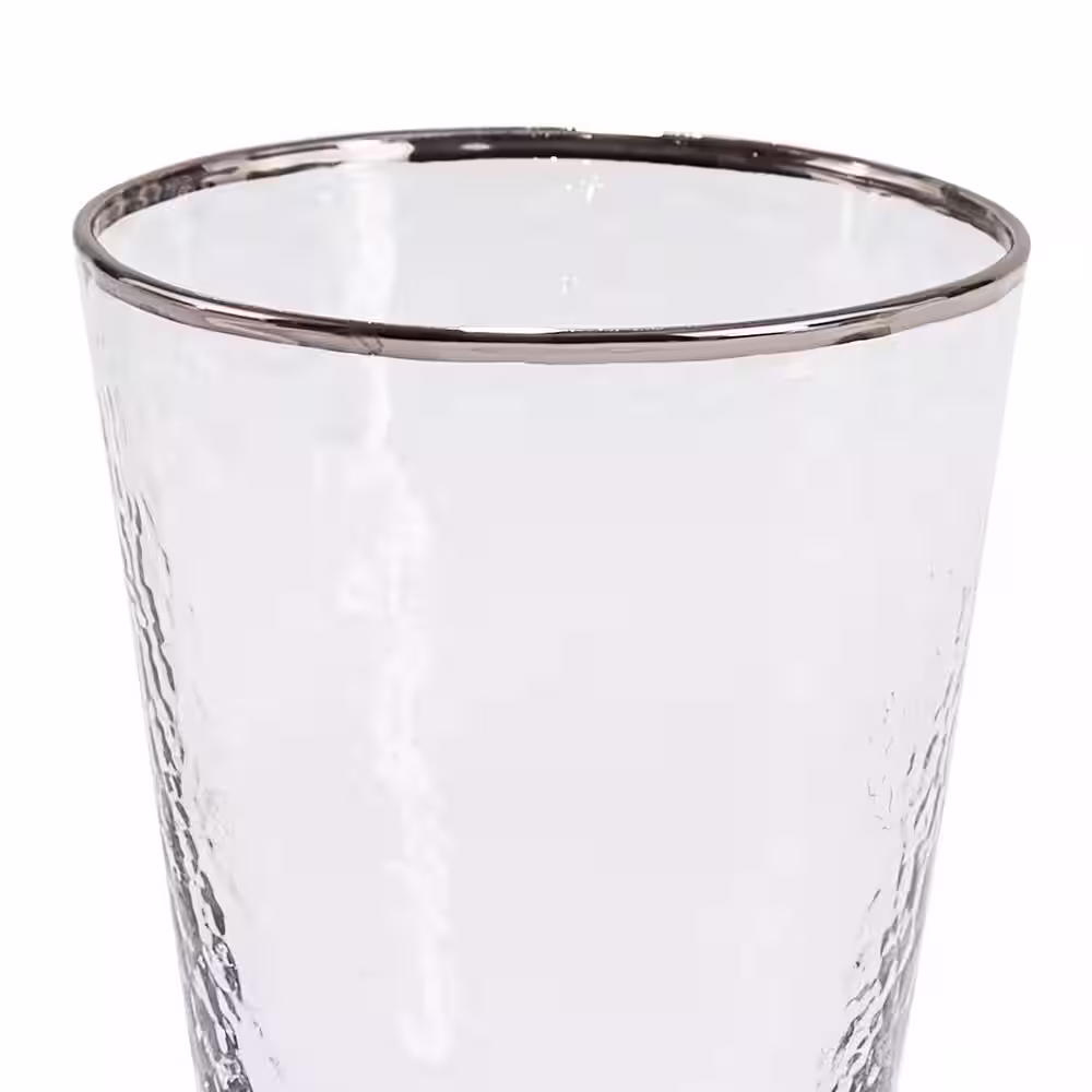 Split P Metallic Silver Rim 8 oz. Double Old Fashion (Set of 4)