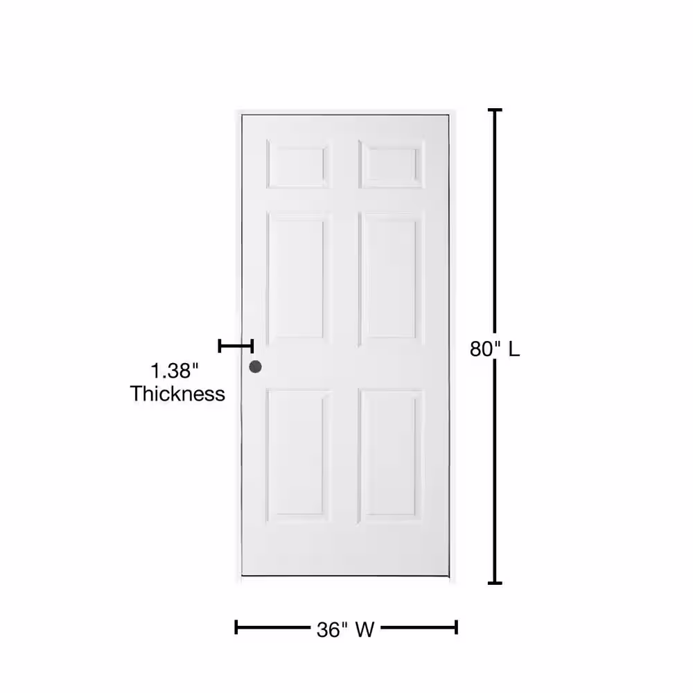 JELD-WEN 36 in. x 80 in. 6 Panel Colonist Primed Right-Handed Textured Molded Composite Single Prehung Interior Door