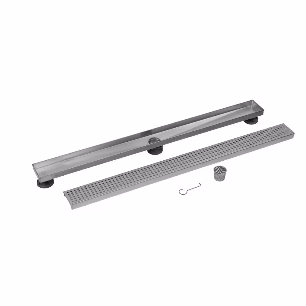 Oatey Designline 36 in. Stainless Steel Linear Shower Drain with Square Pattern Drain Cover