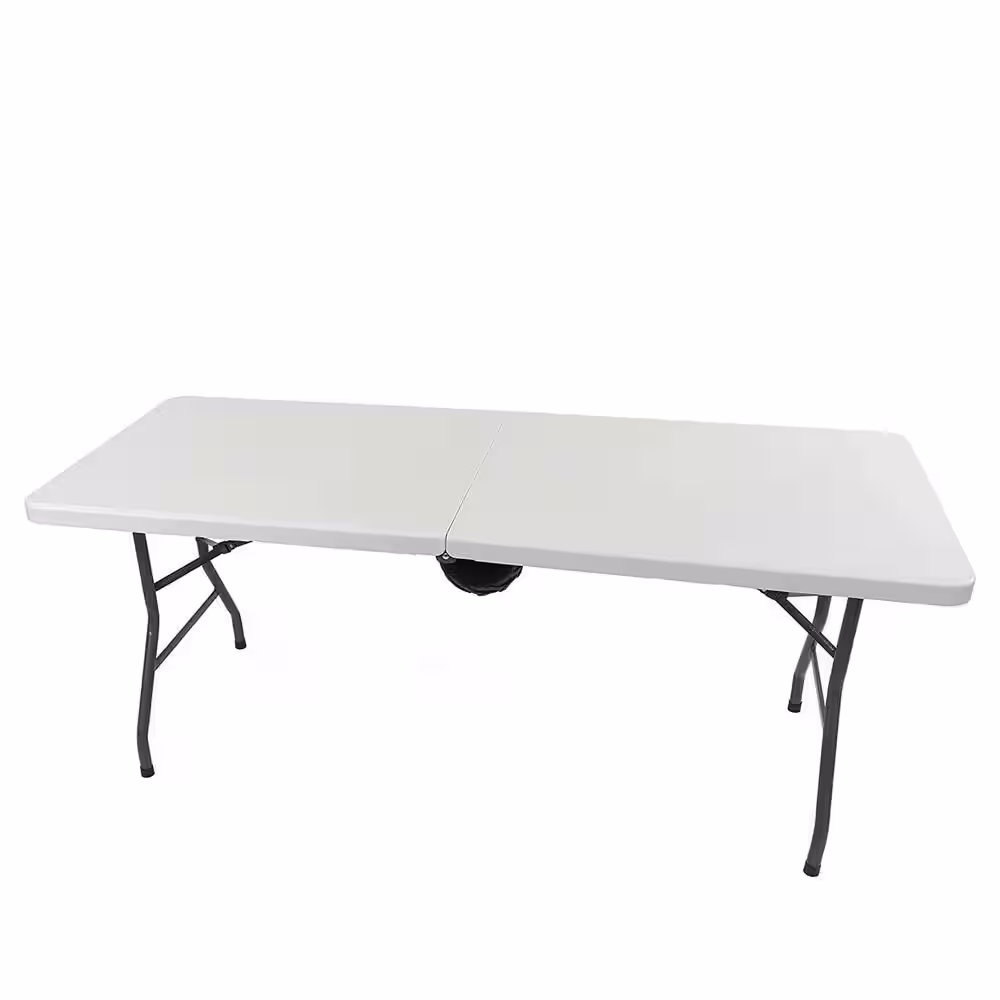 Creative Outdoor Rolling Table and 4 Folding Chairs Combo in White
