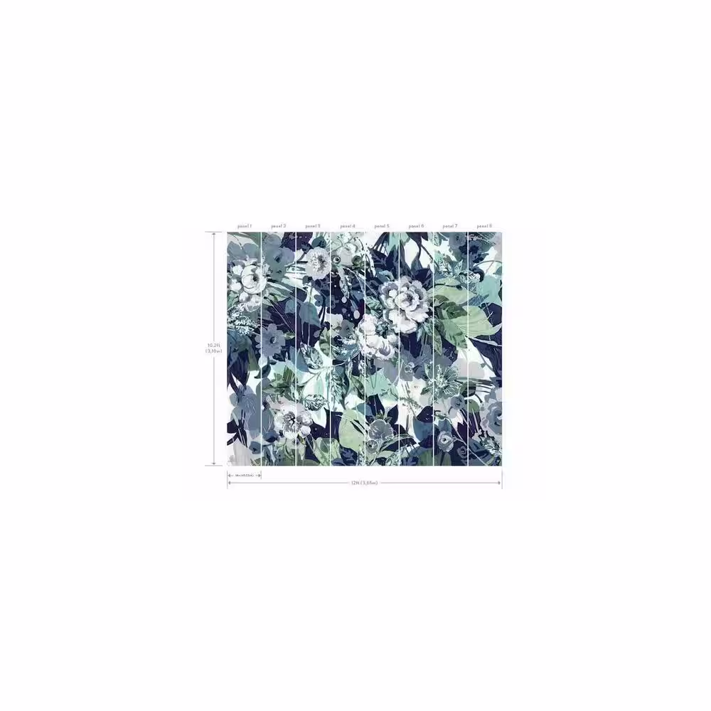 York Wallcoverings Blue Multi Pop Floral Mural