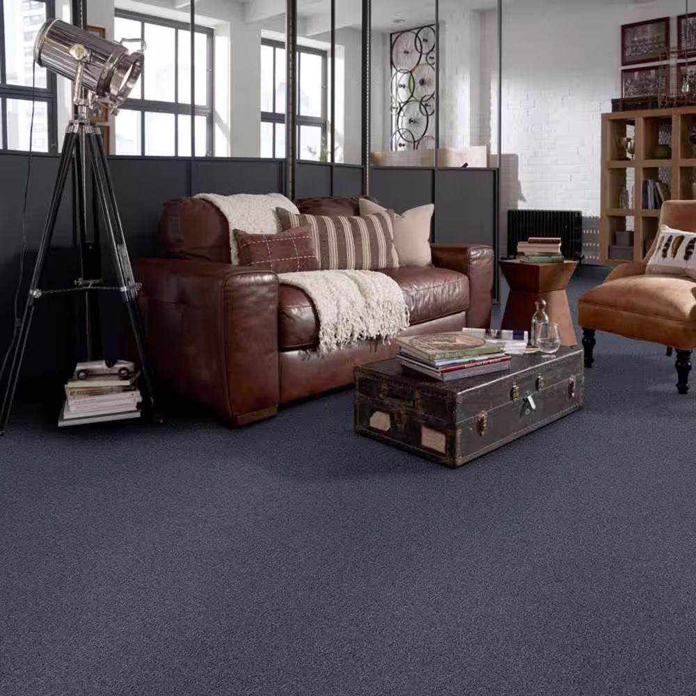 Home Decorators Collection Brave Soul II - Blue Reflection - 44 oz. Polyester Texture Installed Carpet