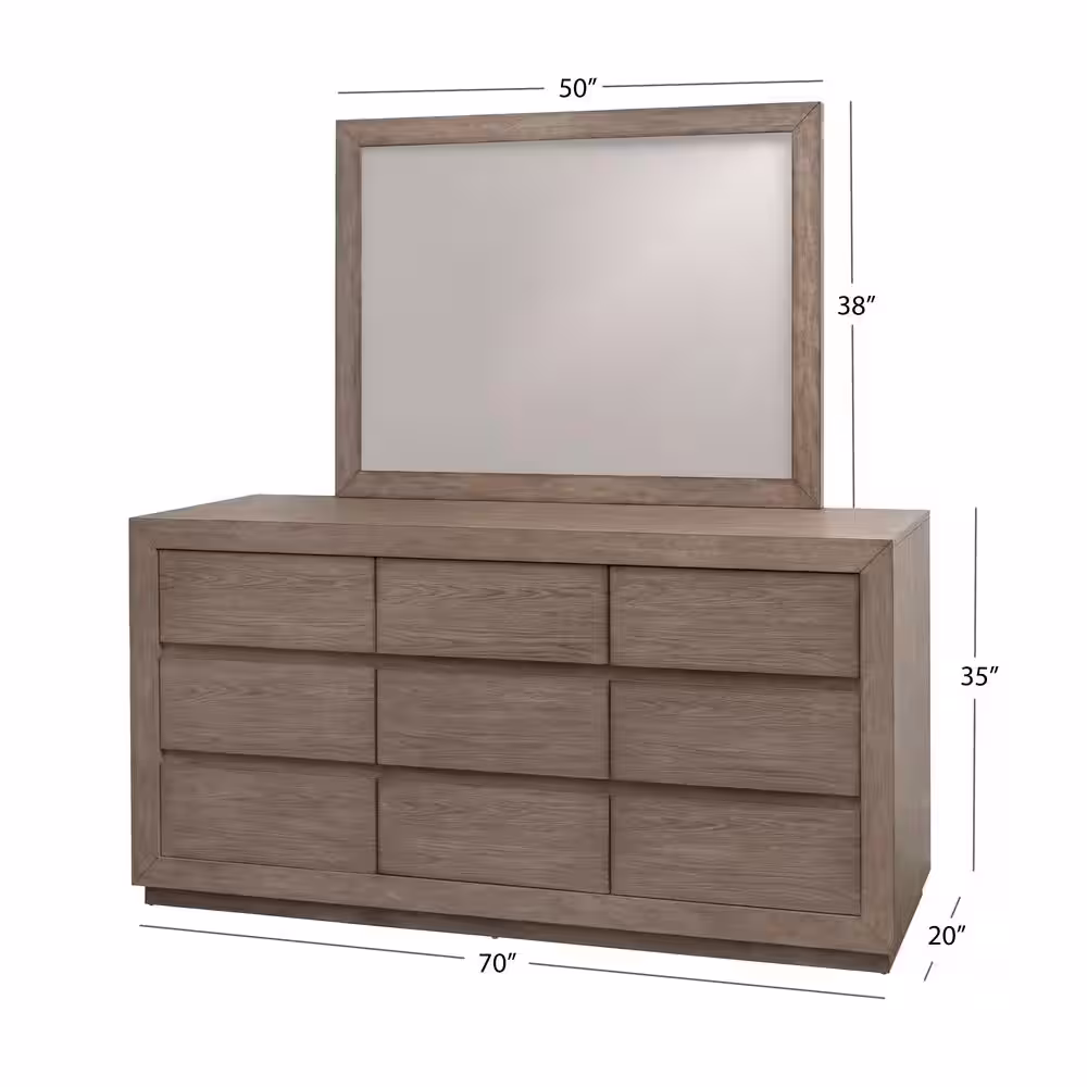 None Resto Weathered Gray 50 in. Queen Mirror