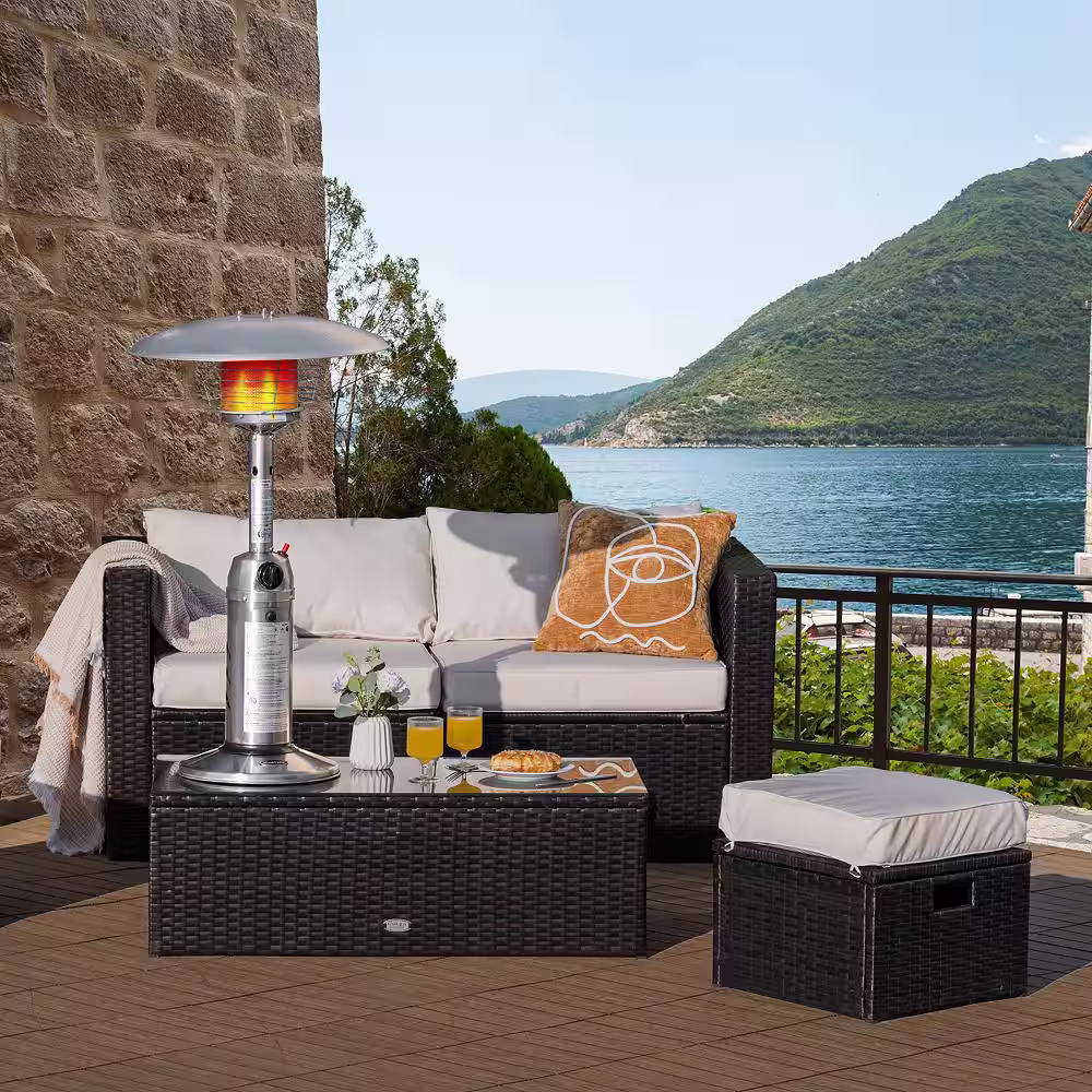 Costway 11000 BTU Commercial/Residential Portable Tabletop Silver Natural Gas Patio Heater