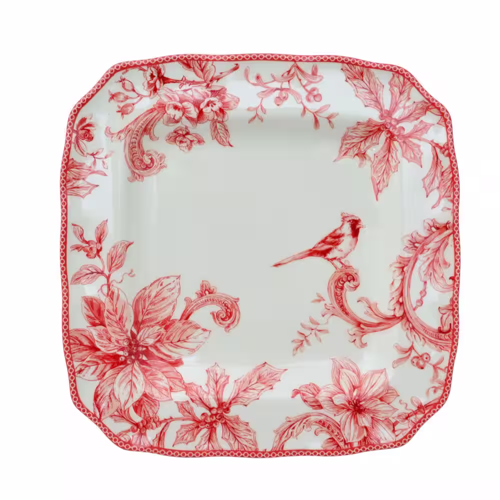 222 Fifth Christmas Lane Red 16-Piece Dinnerware Set