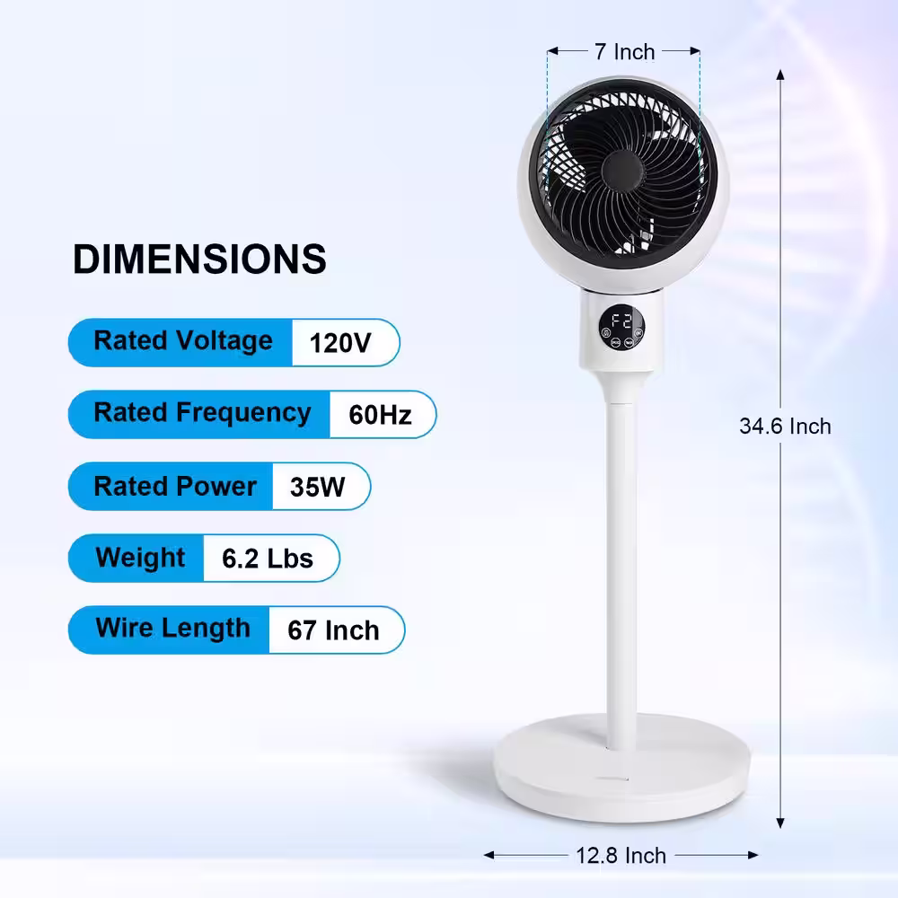 None 34 .6 in. H Circulating Ocillation 70Â° Stand Fan with Remote Pedestal Fan with 3-Speeds 3-Modes