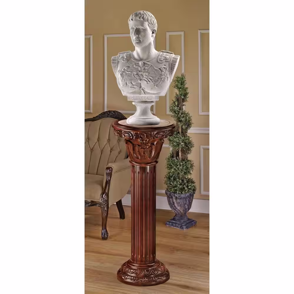 Design Toscano Imperia 36.5 in. Brown Marble Inlaid Column