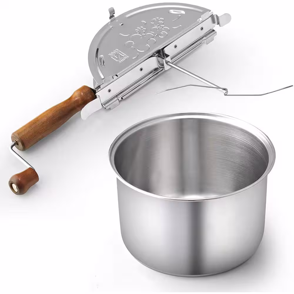 Cook N Home 6 qt. Silver Stainless Steel Popcorn Popper