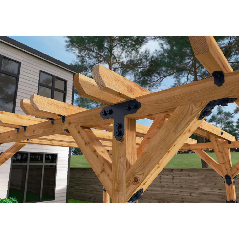 OWT Ornamental Wood Ties OWT Lite Laredo Sunset 12-Gauge Black Galvanized Steel 4 in. T-Tie Plate Wood Connector Kit with Hex Cap Nuts