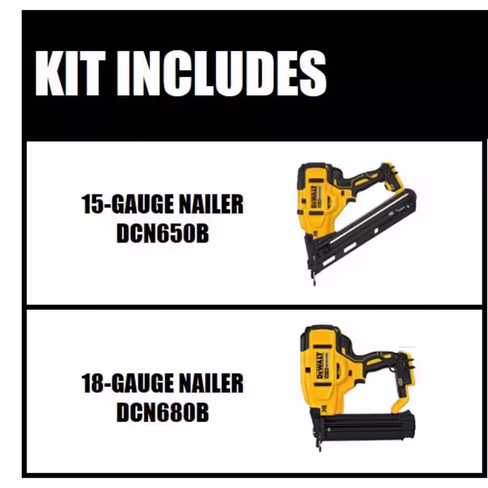 DEWALT 20V MAX XR Lithium-Ion 15-Gauge Cordless Finish Nailer and 18-Gauge Brad Nailer (Tools Only)