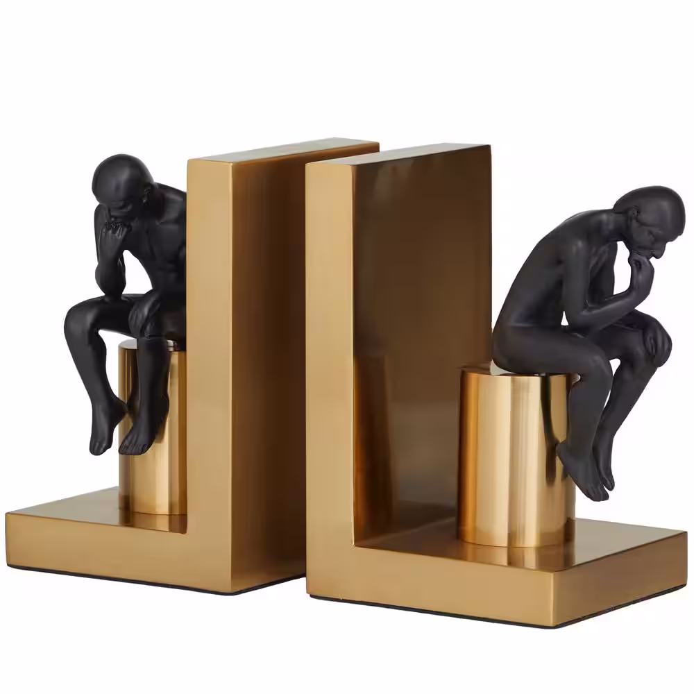 Novogratz Gold Metal The Thinker People Bookends (Set of 2)