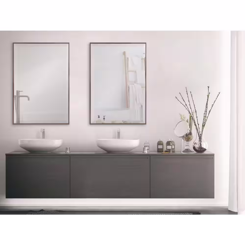 Kate and Laurel Rhodes 36 in. x 24 in. Classic Rectangle Framed Bronze Wall Accent Mirror