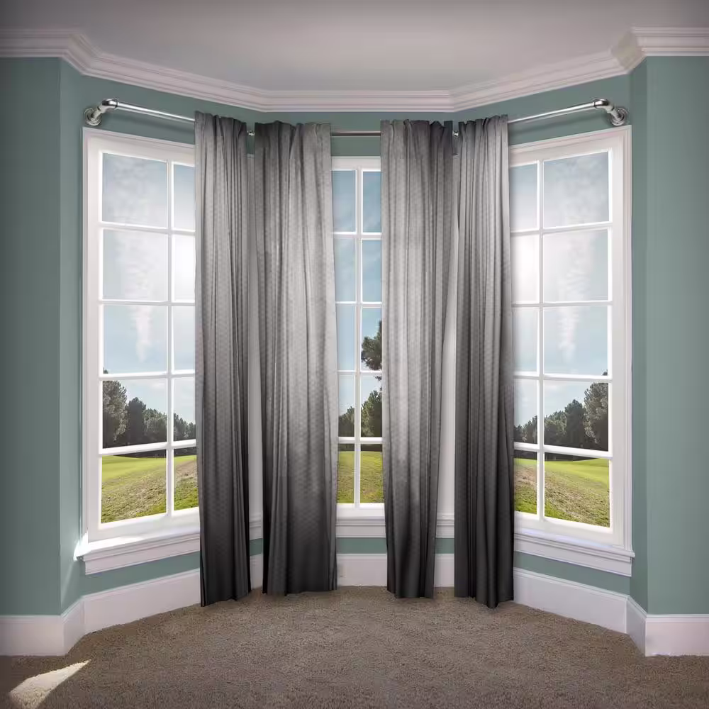 Rod Desyne 87 in. - 160 in. Bay Window Curtain Rod in Black
