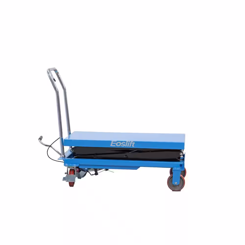 Eoslift Industrial Grade Heavy Duty TAD35 Manual Double Scissor Lift Table Cart 770 lbs. Cap., 20.5 in. x 39.7in. Swivel Casters