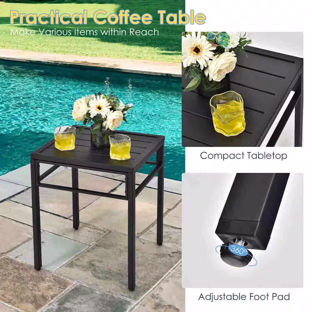 Costway 3 -Piece Patio Rattan Bistro Set High Backrest Armrest SideTable Mix Brown