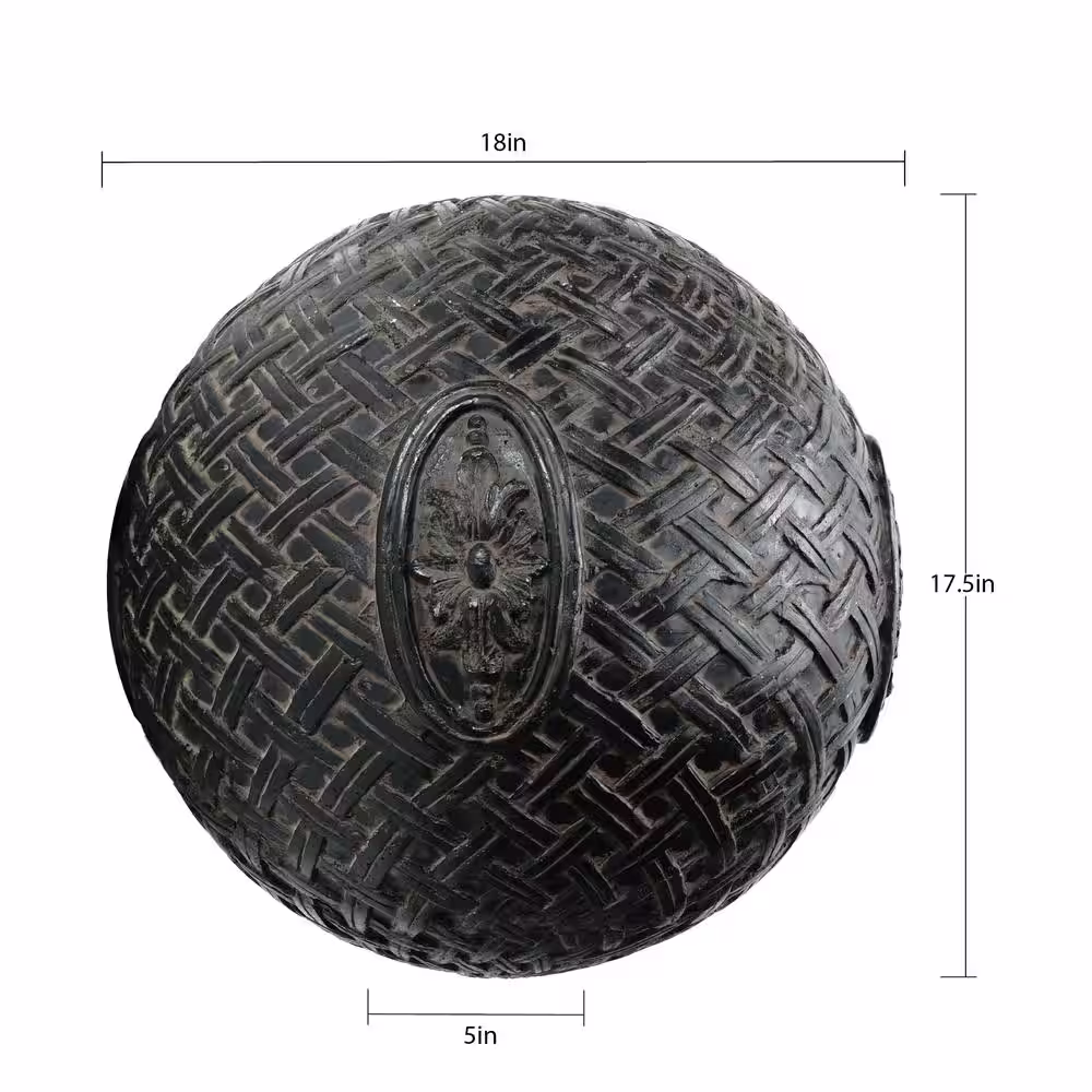 MPG 18 in. Dia, Cast Stone Lattice Garden Ball in Aged Charcoal Finish