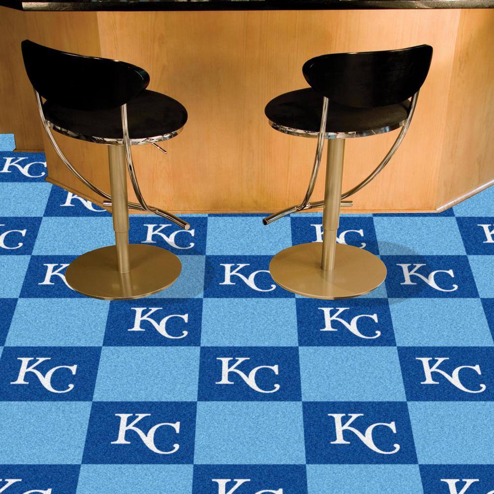 FANMATS Kansas City Royals Blue Residential 18 in. x 18 in. Peel and Stick Carpet Tile (20 Tiles/Case) 45 sq. ft.
