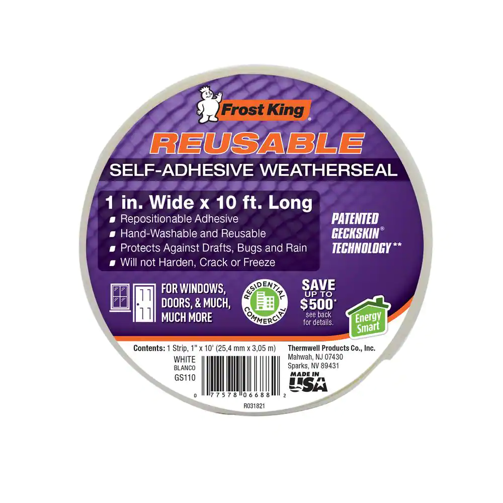 Frost King 1 in. x 1/4 in. x 10 ft. White EZSuperSeal No Mistake Weatherstrip Tape