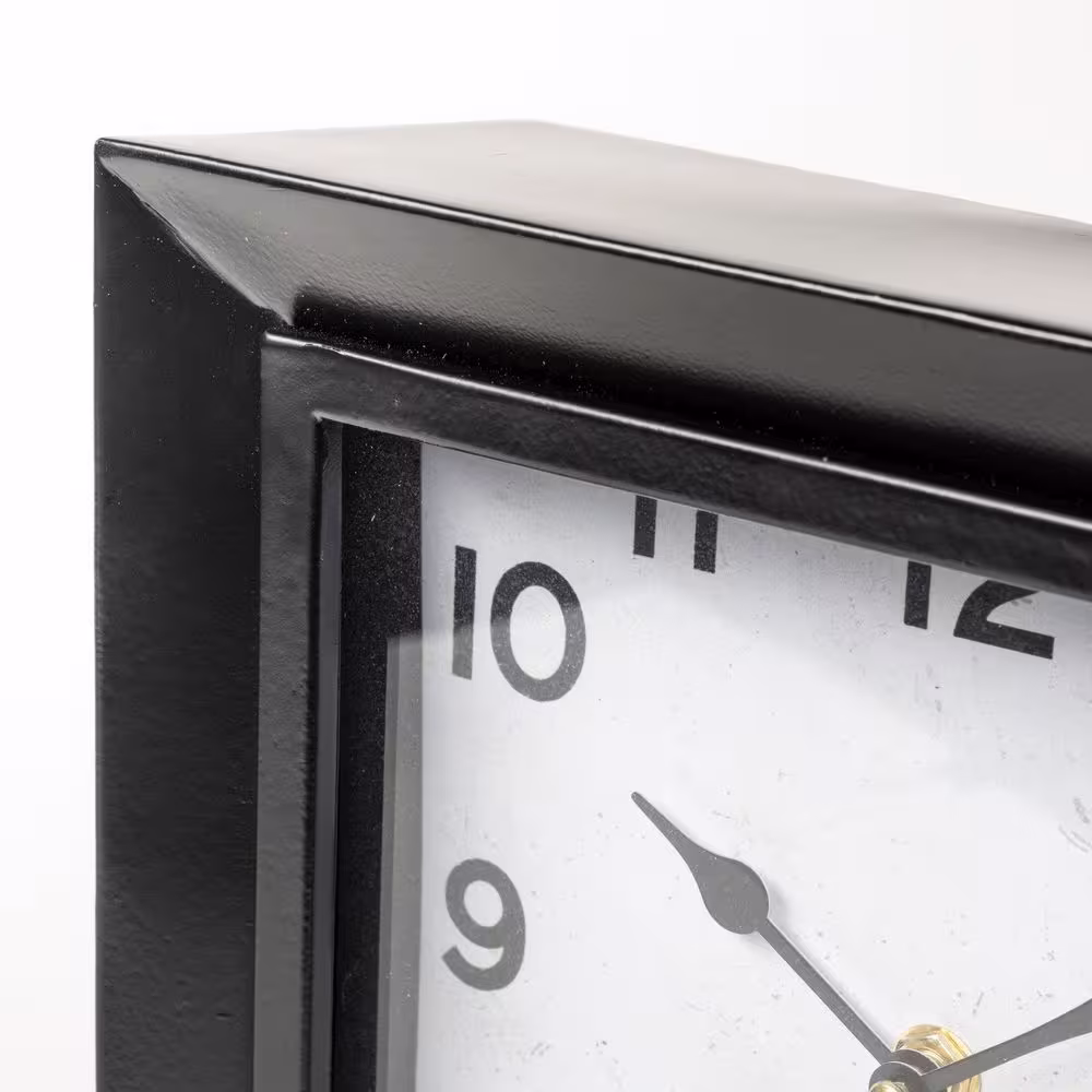 Mercana Ralph I Black Metal Square Table Clock