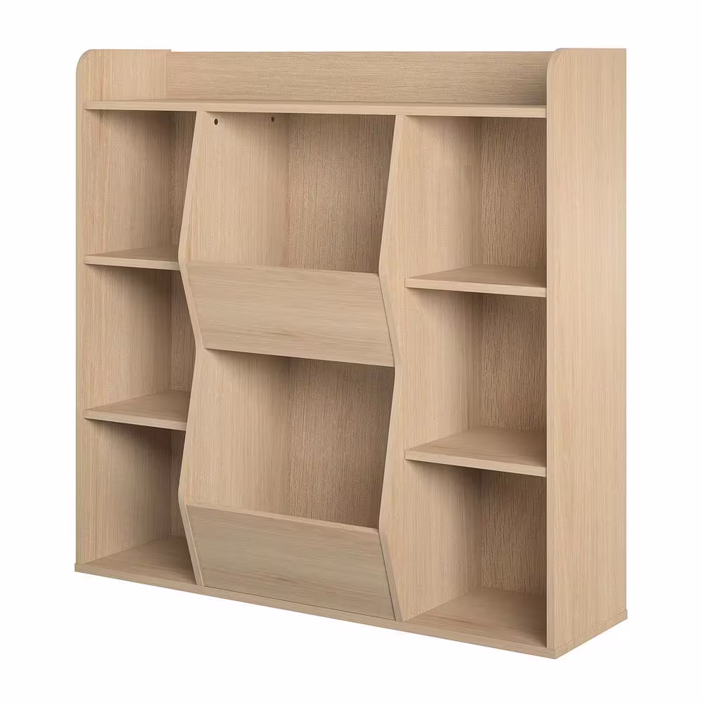 Ameriwood Home Lauren 40.79 in. Blonde Oak 9-Shelf Bookcase with Toy Storage Bins