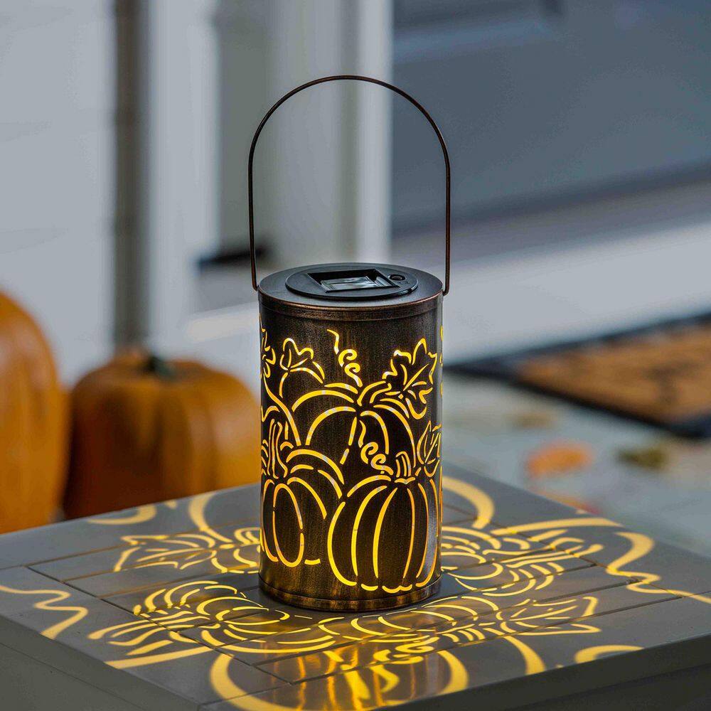 Evergreen Pumpkins Solar Oil Rubbed Bronze Cut Out Lantern