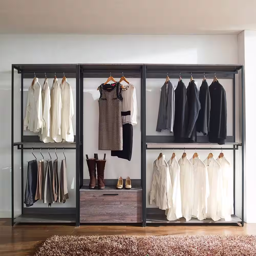 None Monica 47 in. W Rustic Gray Wood Closet System Walk-in Closet With 1-Shelf