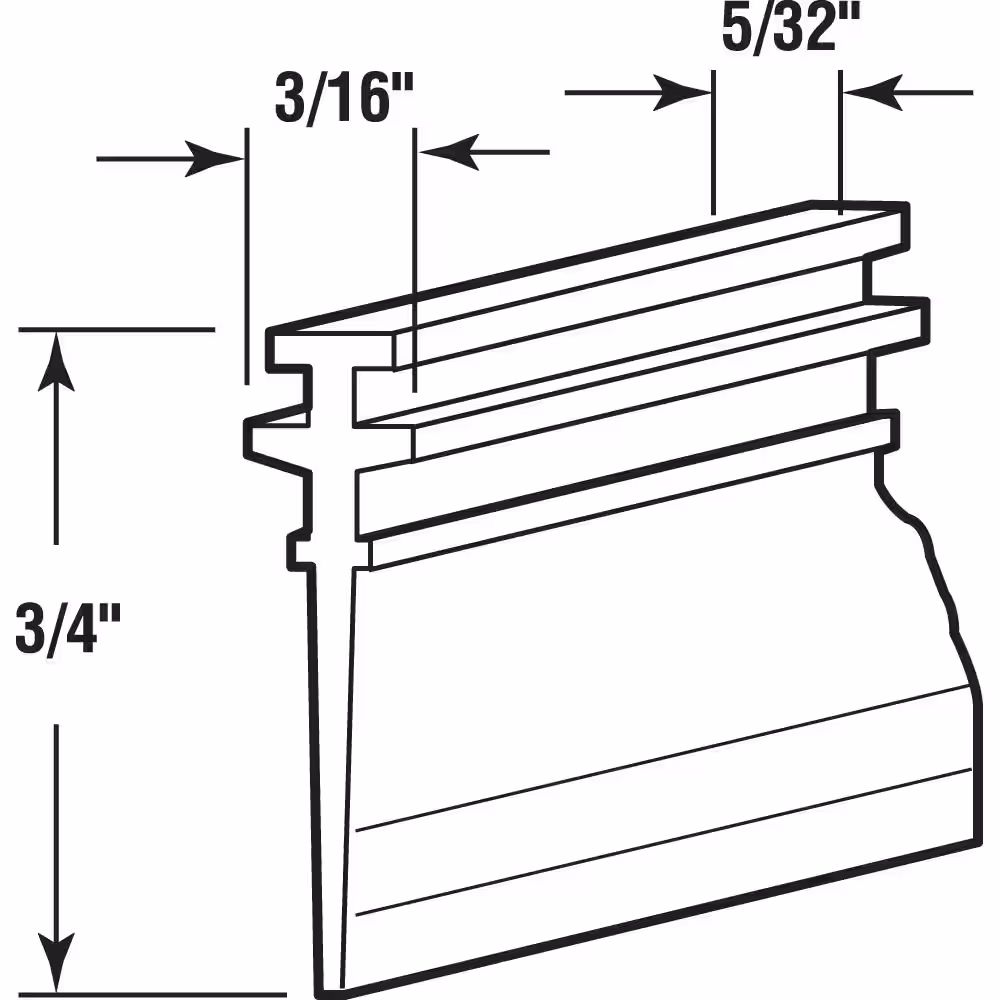 Prime-Line Shower Door Bottom Sweep, Double Tee Insert shape, 3/4 in., 36 in.