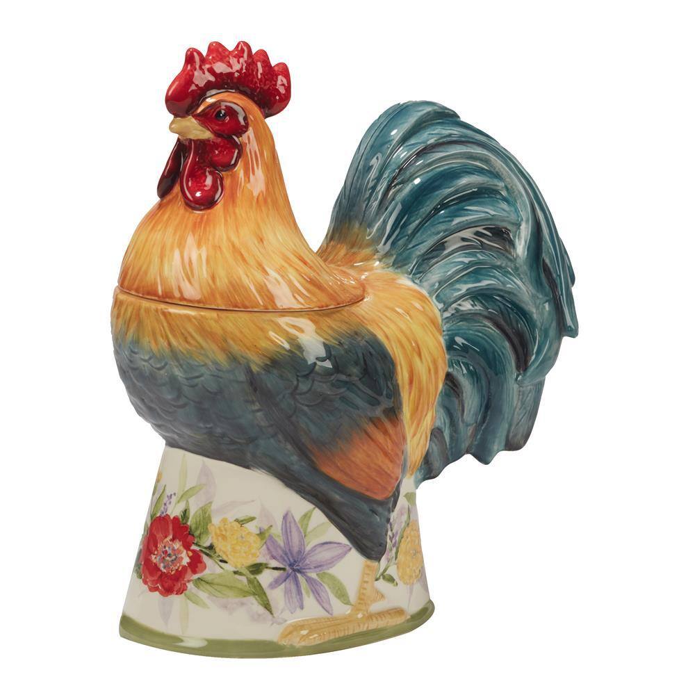 Certified International Floral Rooster 1-Piece 3-D Cookie Jar