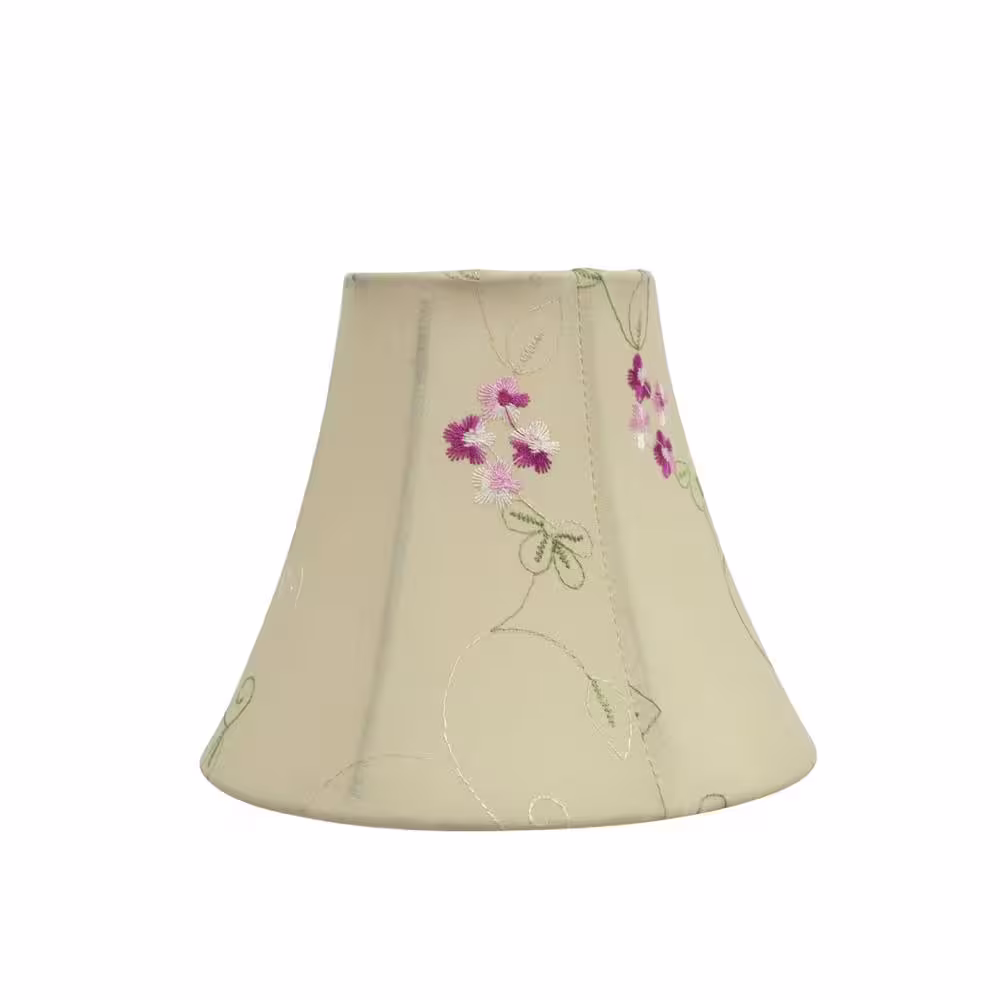 Aspen Creative Corporation 6 in. x 5 in. Apricot/Floral Embroidered Design Bell Lamp Shade (9-Pack)