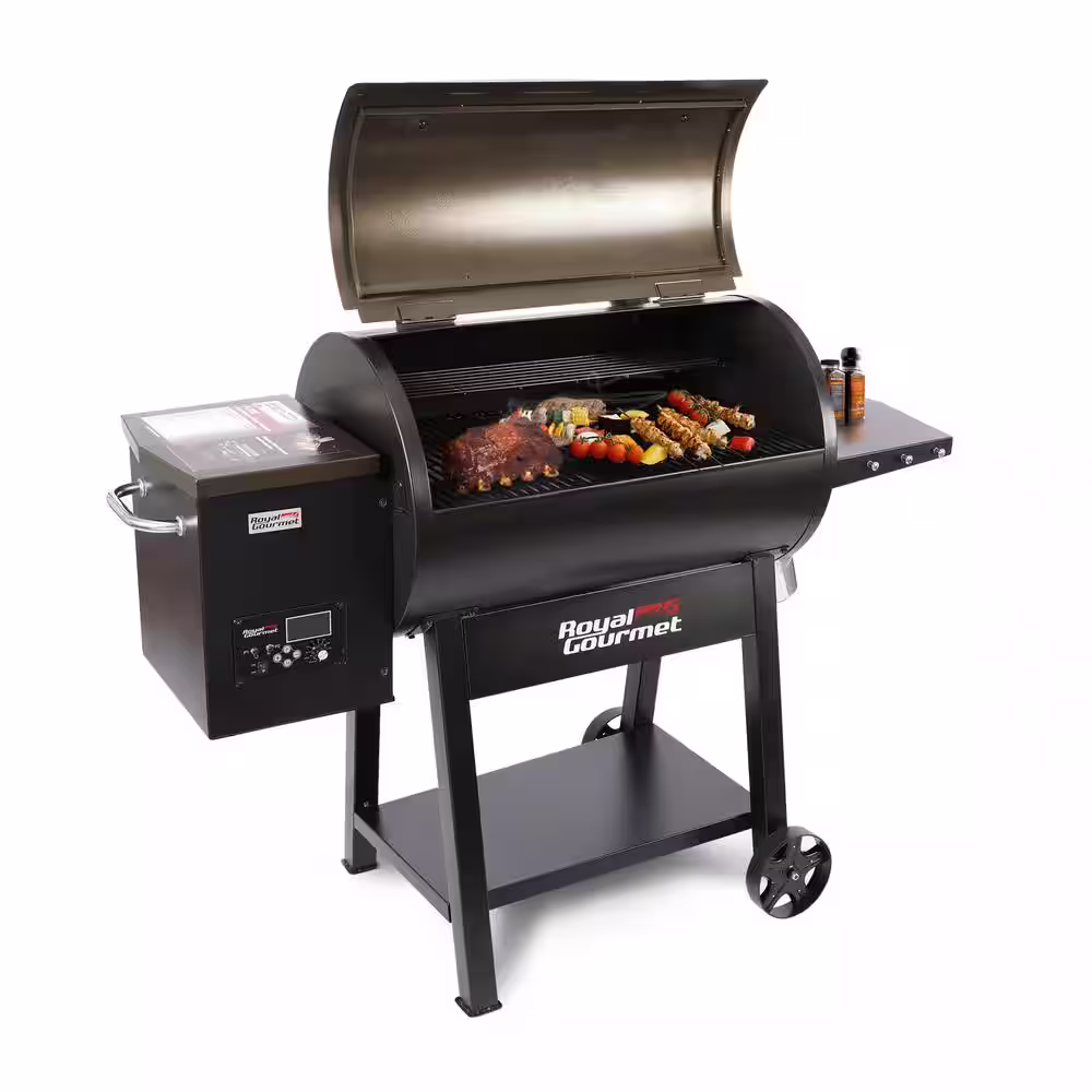 Royal Gourmet 6-in-1 Wood Pellet Grill with Intelligent Digital Control, Bronze and Black