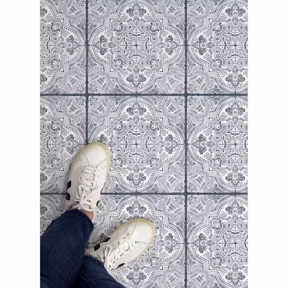 FloorPops Hastings 12 in. W x 12 in. L Blue Peel & Stick Vinyl Tile Flooring (20 sq. ft./case)