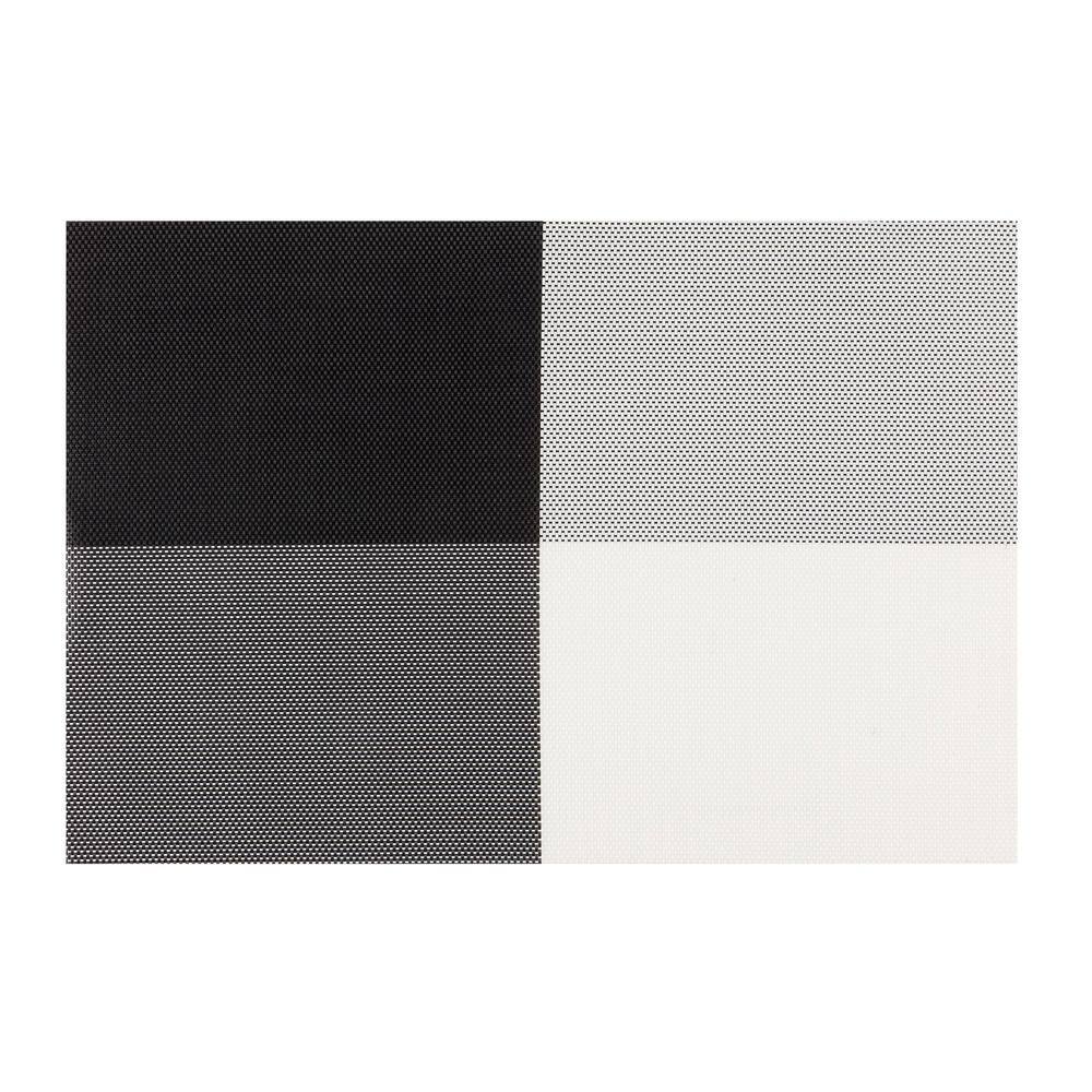 Kraftware EveryTable 18 in. x 12 in. Black & White 4-Corner PVC Placemat (Set of 6)