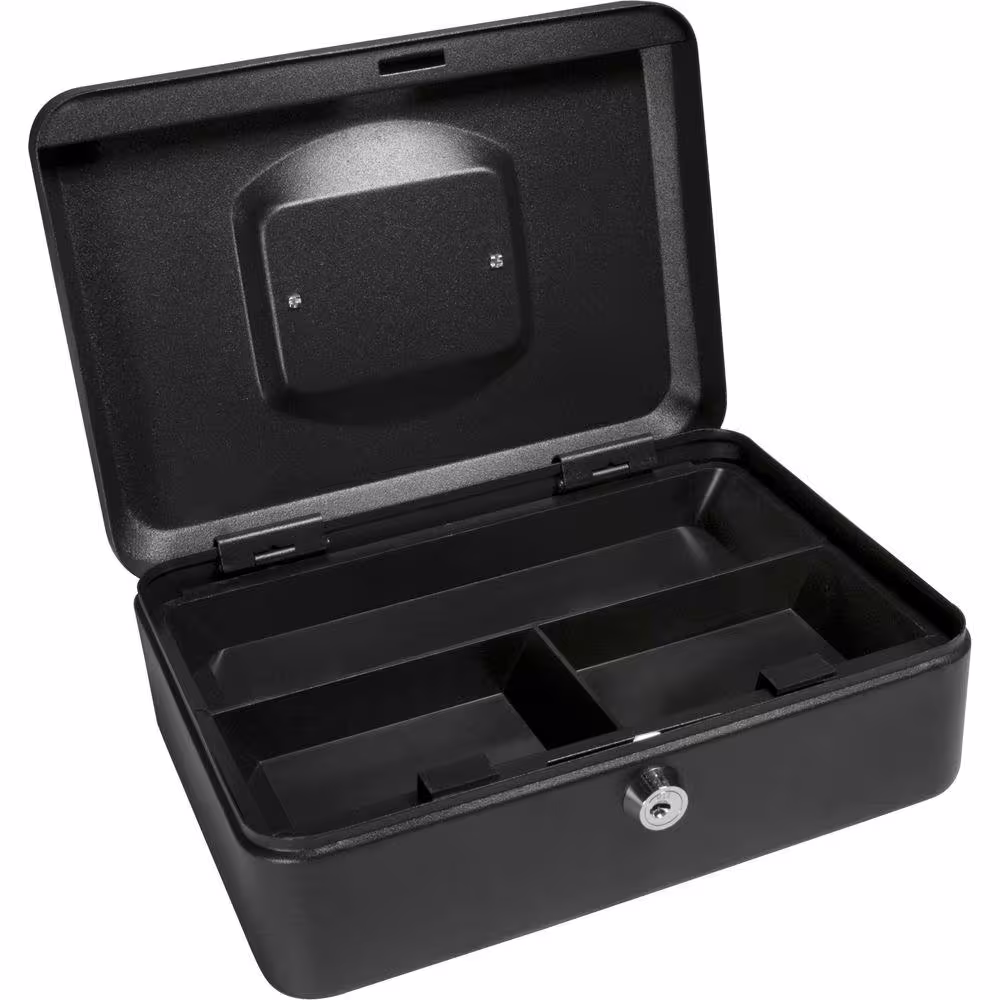 BARSKA 0.05 cu. ft. Steel Cash Box Safe with Key Lock, Black
