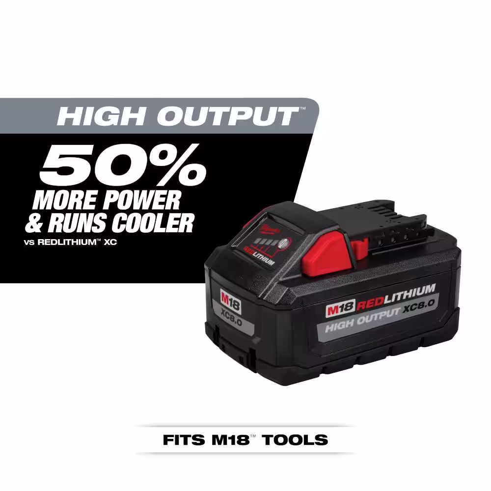 Milwaukee M18 18-Volt Lithium-Ion HIGH OUTPUT XC 8.0 Ah Battery with Dual Battery Blower and (2) 6.0 Ah Batteries