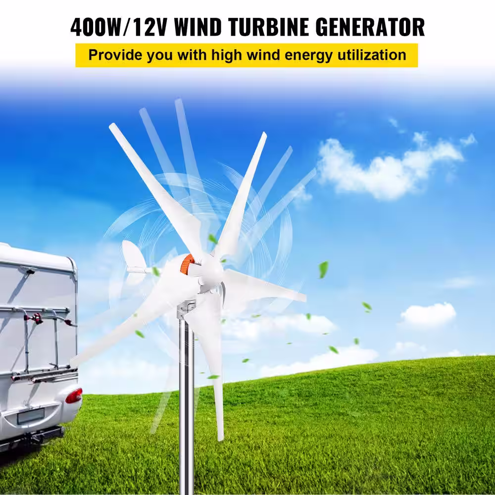 VEVOR Wind Turbine Generator 400-Watt Auto Adjust Windward Direction 5 Blades Wind Power Generator with MPPT Controller