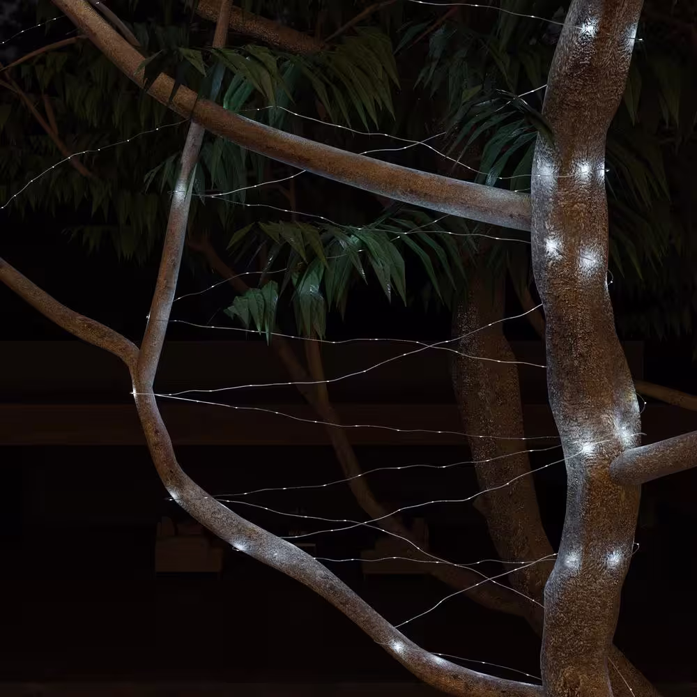 None 200-Light 38.65 ft. Solar Integrated LED String Lights in Cool White