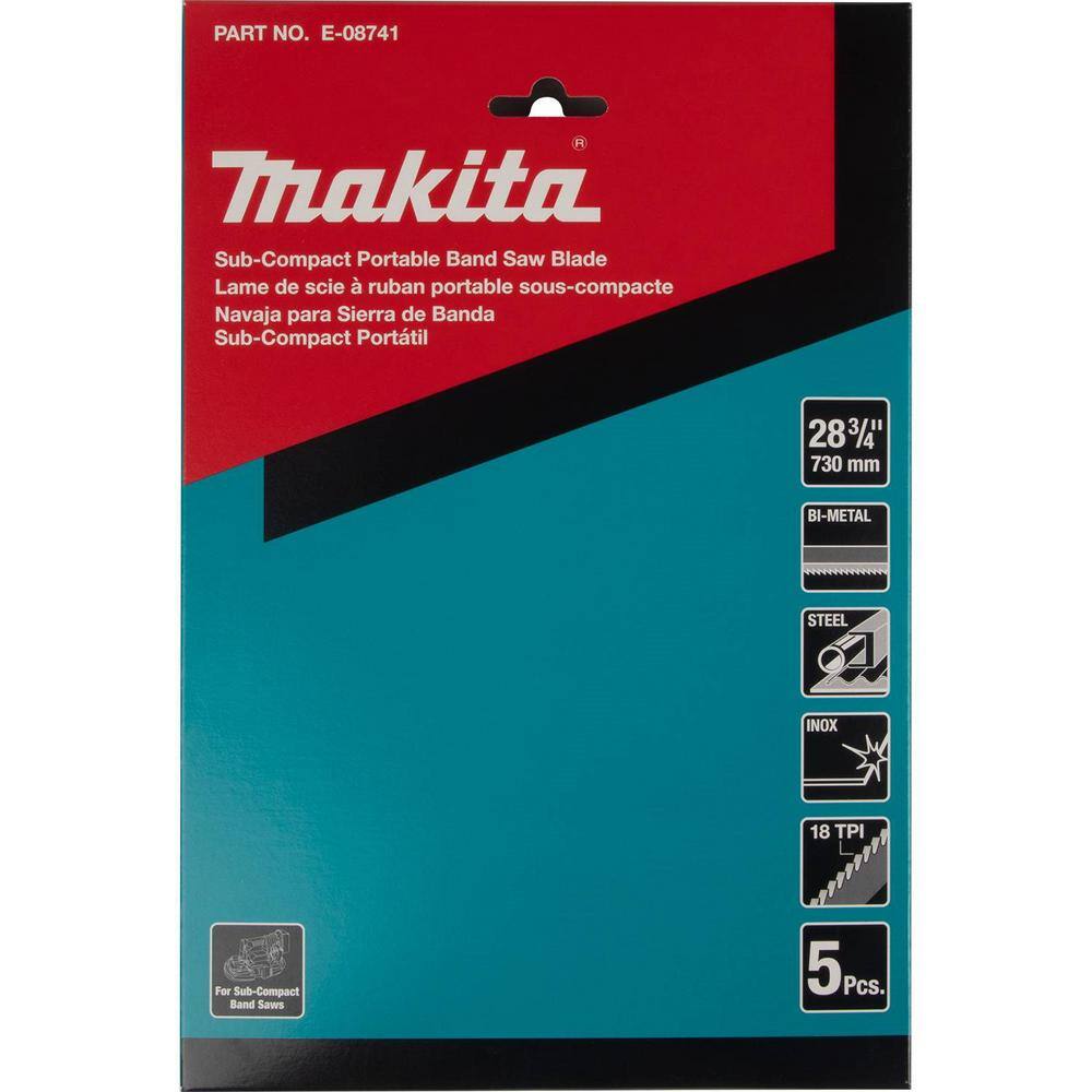 Makita 28-3/4 in. 18 TPI Bi-Metal LXT Sub-Compact Portable Band Saw Blade (5-Pack)