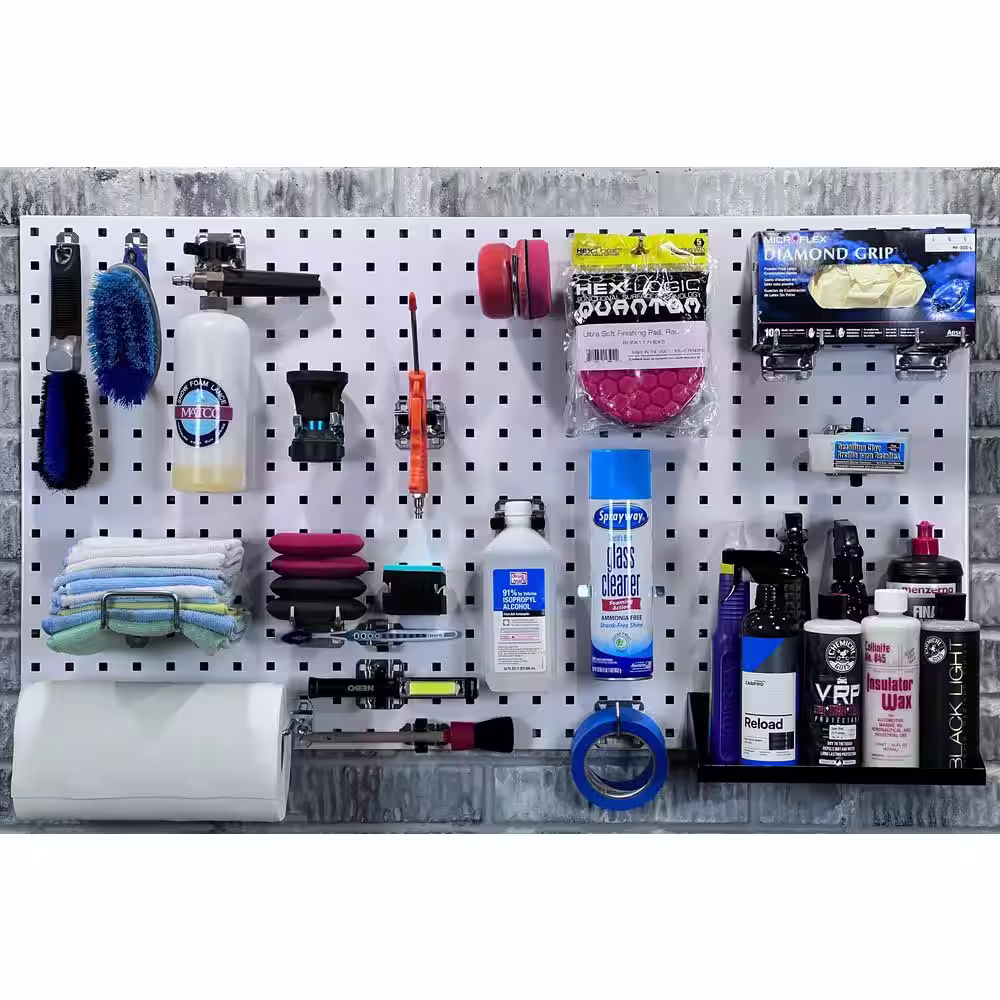 Triton Products LocBoard (2) 24 in. W x 42-1/2 in. x 9/16 in. White Epoxy 18-Gauge Steel Square Hole Pegboards w/63 pc. LocHook Assorted