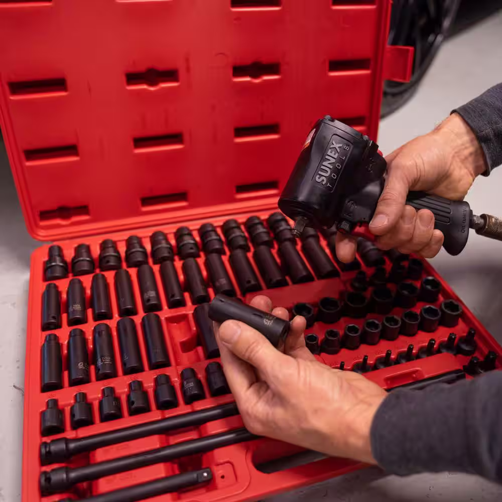 SUNEX TOOLS 3/8 in. Drive Master Impact Socket Set (80-Piece)