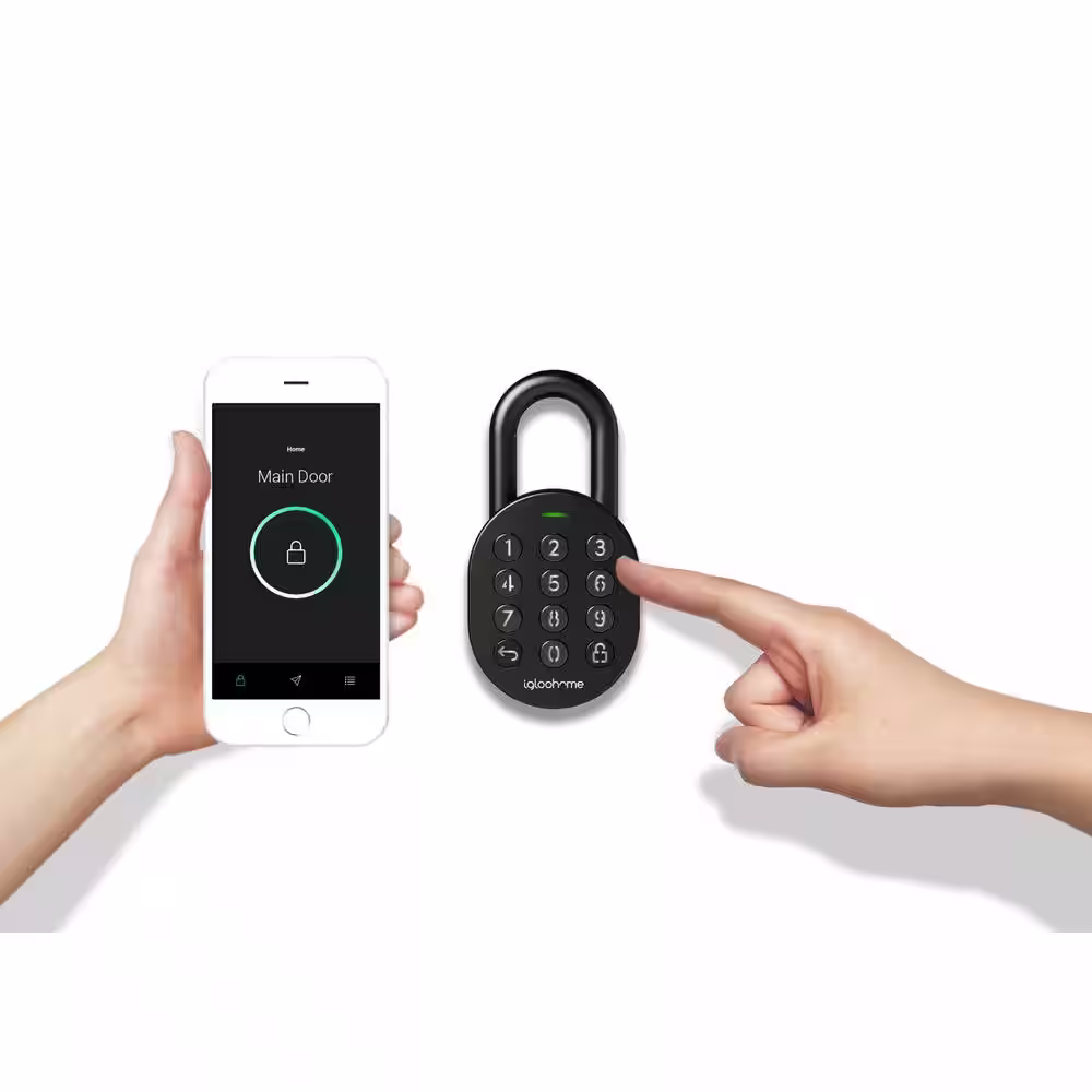 IGLOOHOME Smart 2.16 in. Steel Control Access Remotely Bluetooth Enabled Padlock - Works Offline with Algo PIN Technology