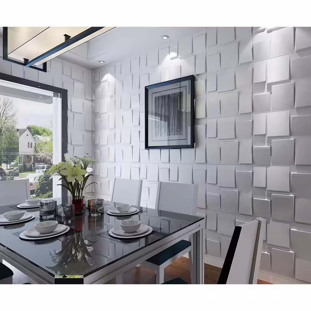 Art3d 19.7 in. x 19.7 in. White PVC 3D Wall Panels Decorative Wall Design (12-Pack)