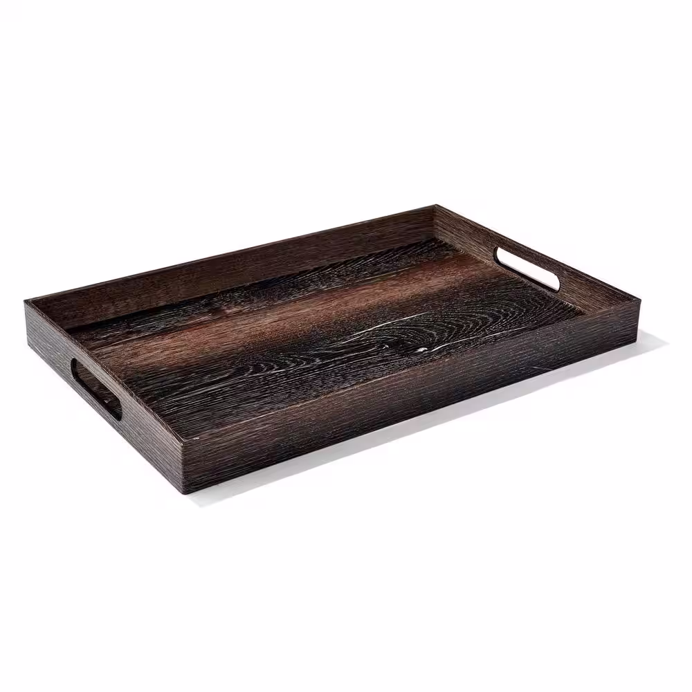 American Atelier Walnut Wood Finished Serveware Serving Trays (Set of 2)