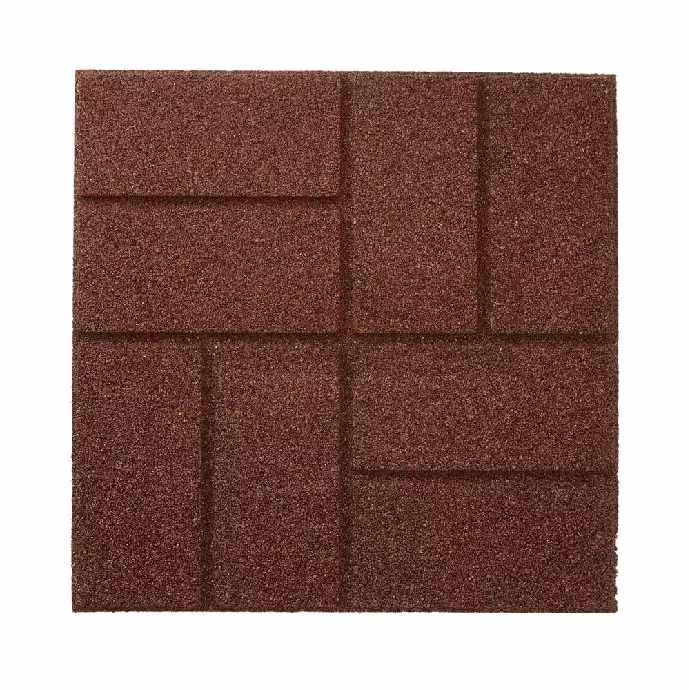 Rubberific 16 in. x 16 in. Brown Dual-Sided Rubber Paver (9-Pack)