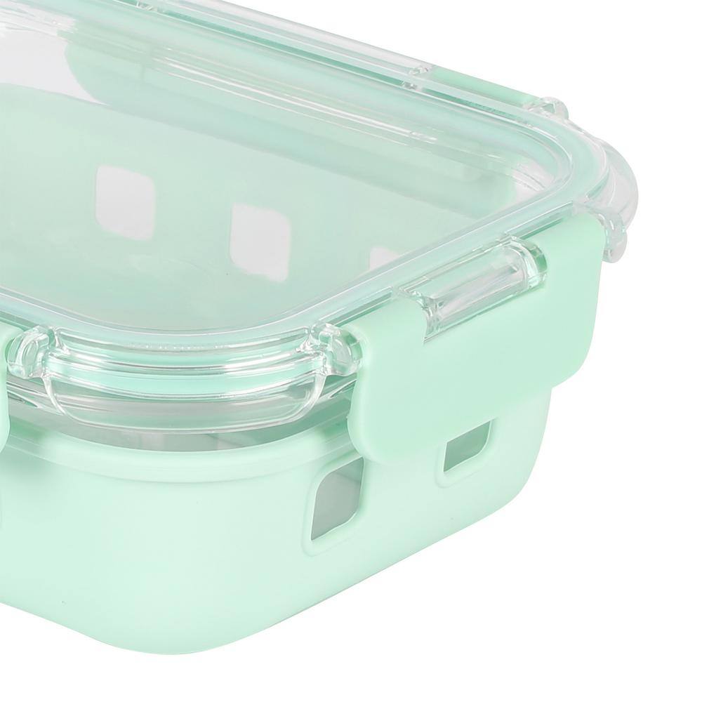None Elsinore 2-Piece Glass Storage Container Set in Green with Snap Lids