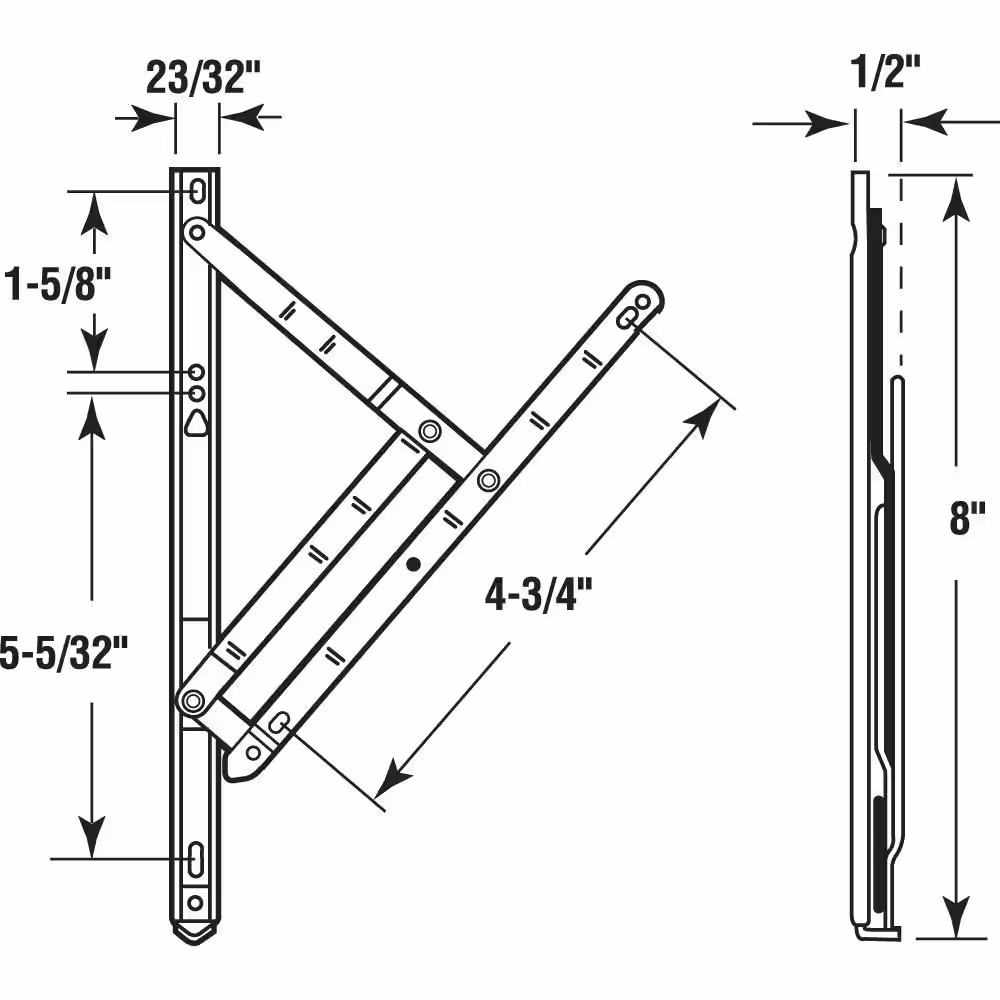 Prime-Line 8 in., Stainless Steel, 4-Bar Hinge Casement or Projecting Window