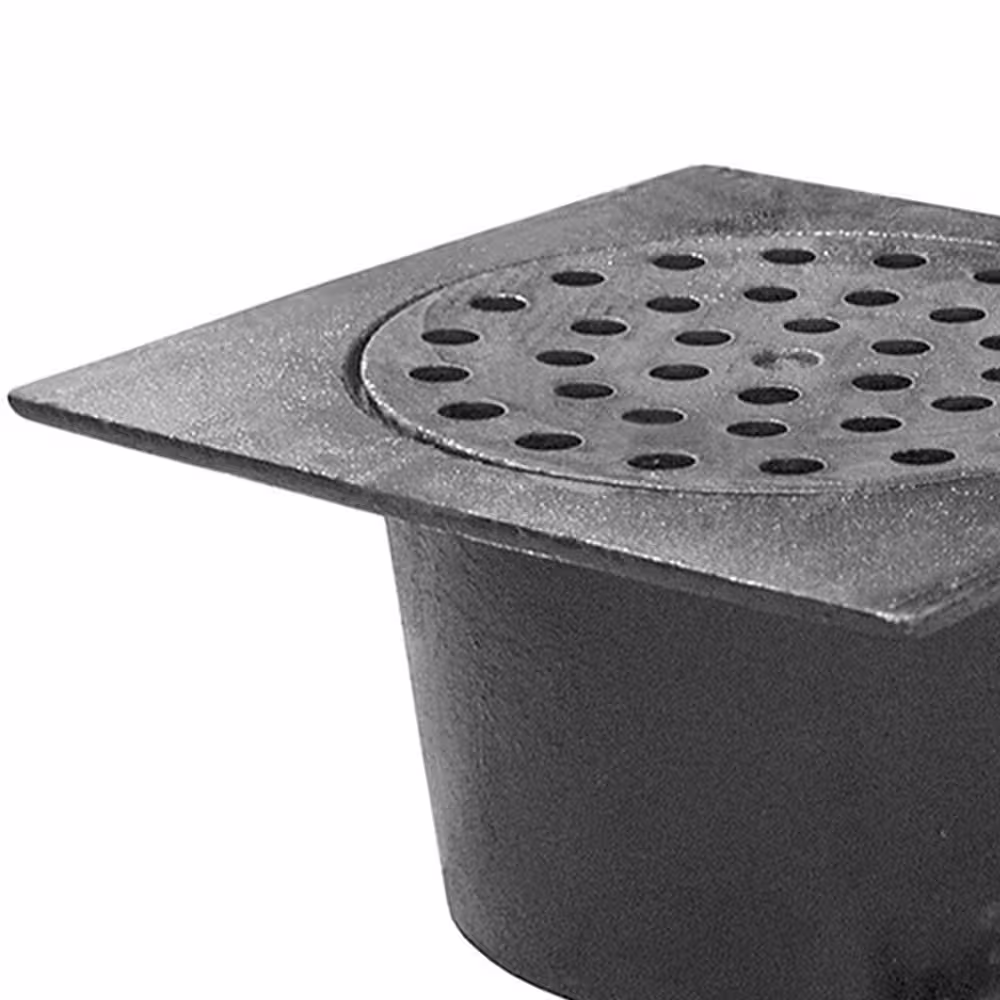 JONES STEPHENS 9 in. x 9 in. x 4 in. Cast Iron DWV Inside Caulk Pittsburgh Bell Trap Less Bell